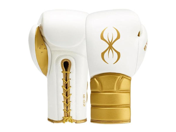 Sting Boxing Viper X Leather Sparring Gloves White Gold Laces
